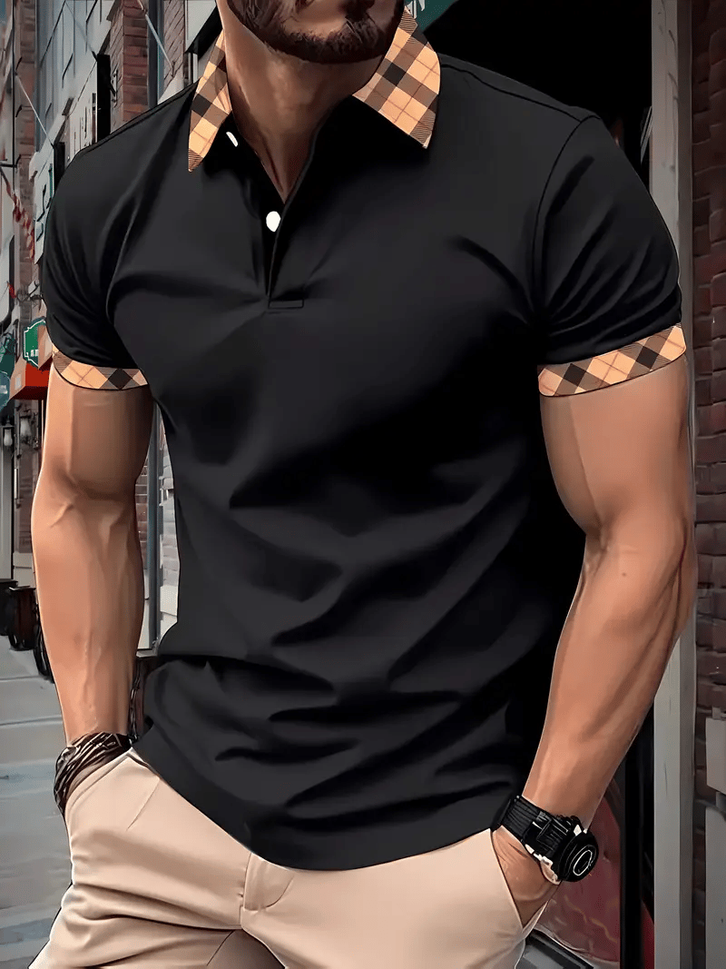 Camisa polo clásico ejecutivo Logo Button de manga corta para hombre