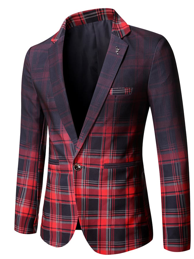Chaqueta Checkered Contrasting Color Gentleman ejecutivo casual de corte entalladoting Suit