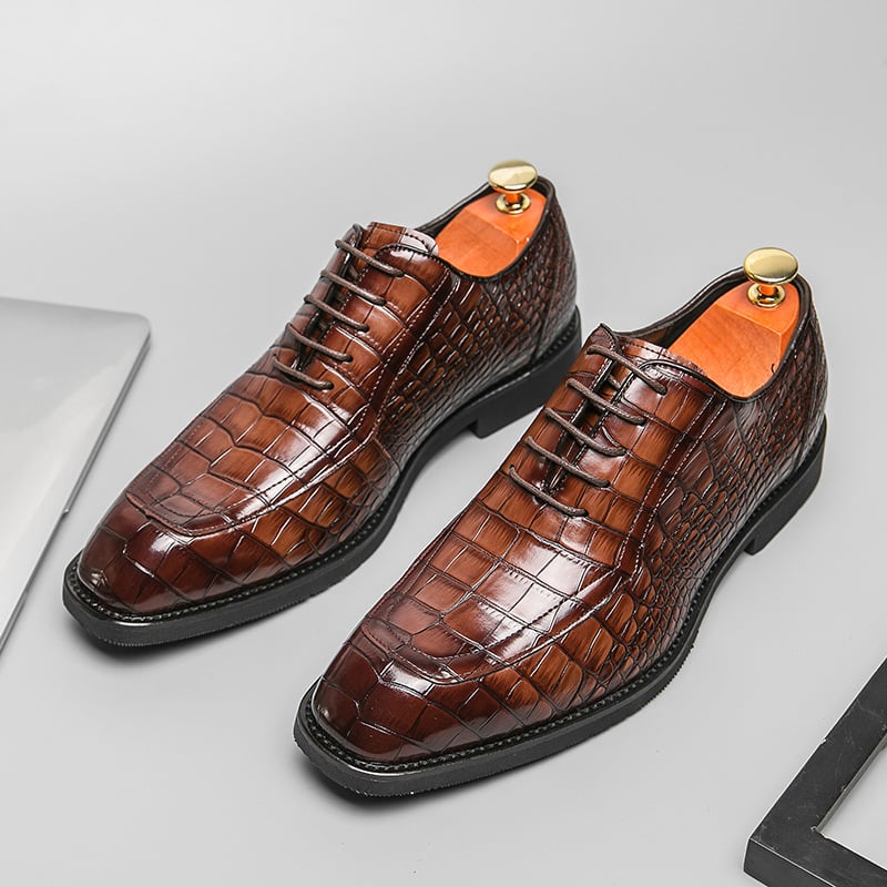 ejecutivo Lace Up Oxford zapatos para hombre Formal Square Toe Leather zapatos