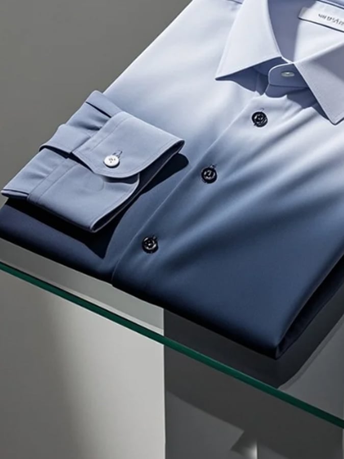 Camisa degradado solapa de manga larga para hombre