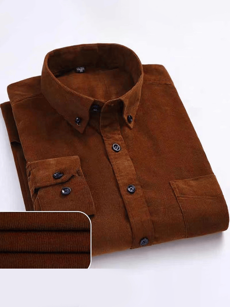 Camisa de algodón pana de manga larga para hombre
