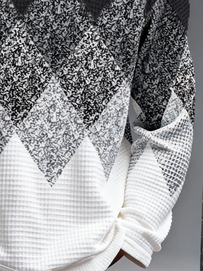 Sudadera retro en bloques de color estampado cierre para hombre