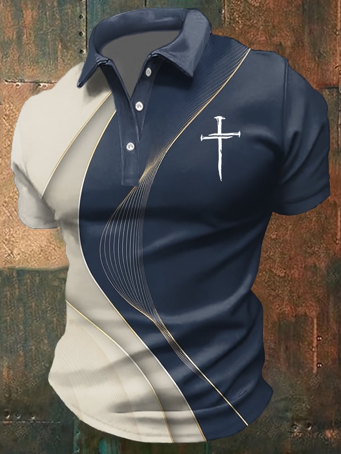 Camisa polo Faith-estampado casual para hombre