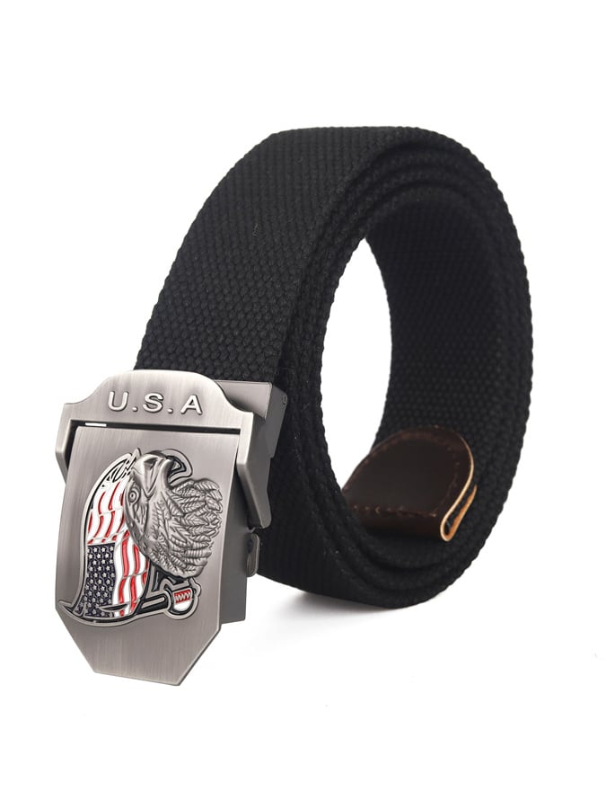 Cinturón para exterior training automatic buckle nylon canvas braided para hombre