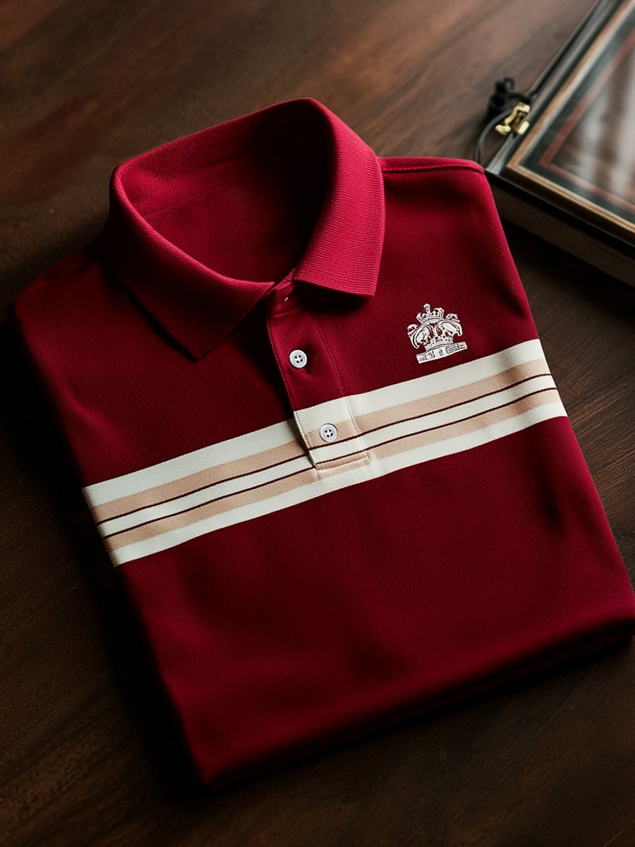Camisa polo vintage ejecutivo de manga larga para hombre