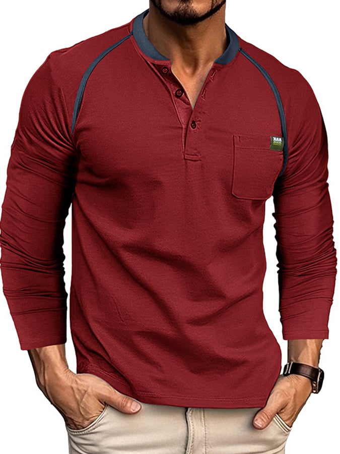 Camisa polo Sports casual Raglan Sleeve Half Button