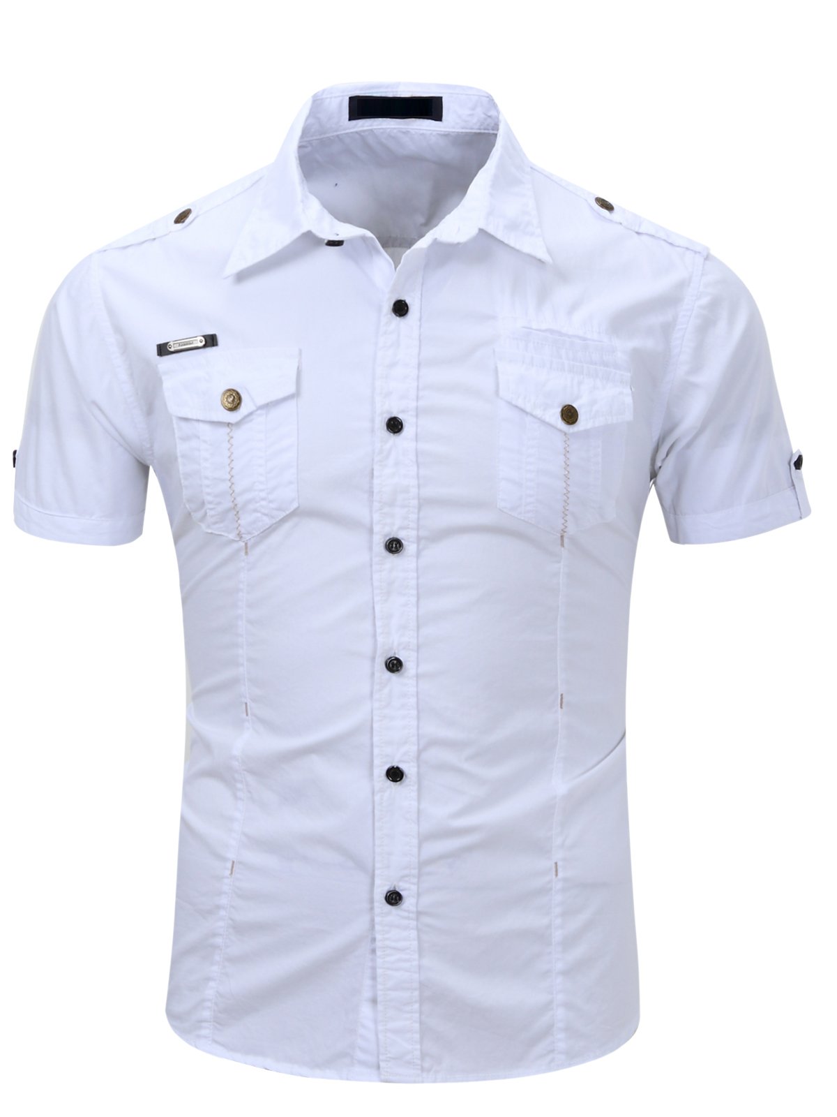 Camisa para exterior casual de algodón Pocket de manga corta para hombre