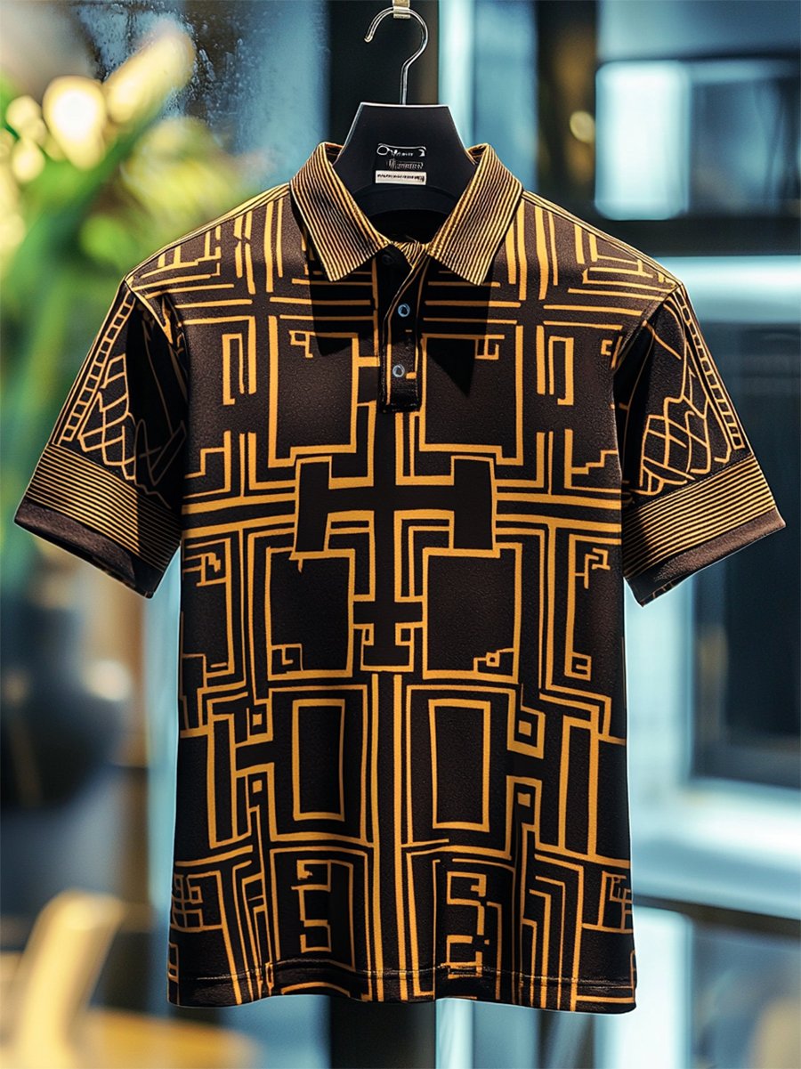 Camisa polo casual ejecutivo Cross Button de manga corta para hombre