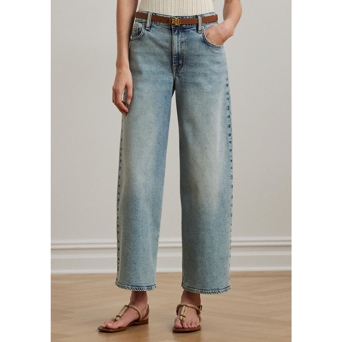 High Rise Wide Leg Cropped Jeans - 1
