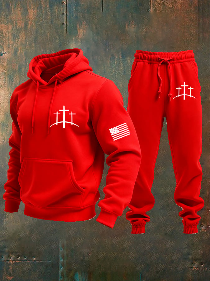 Sudadera vintage Faith Cross Set para hombre