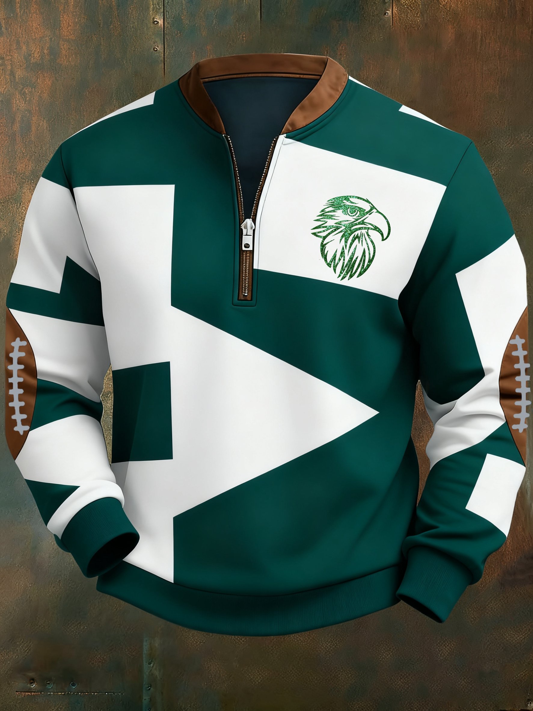 Sudadera Football geométrico en bloques de color estampado para hombre