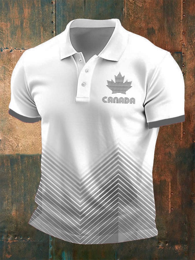 Camisa polo Canadian Maple Leaf retro casual para hombre
