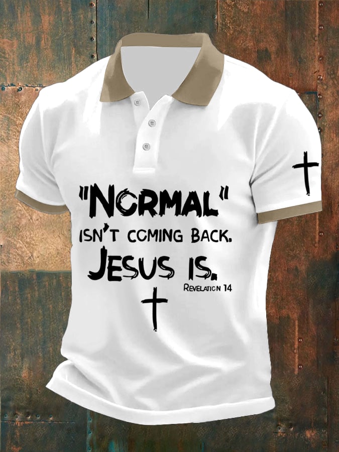 Camisa polo retro Faith casual estampado para hombre