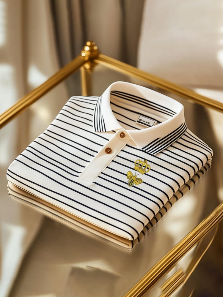 Camisa polo clásico ejecutivo Check Logo Button de manga corta para hombre