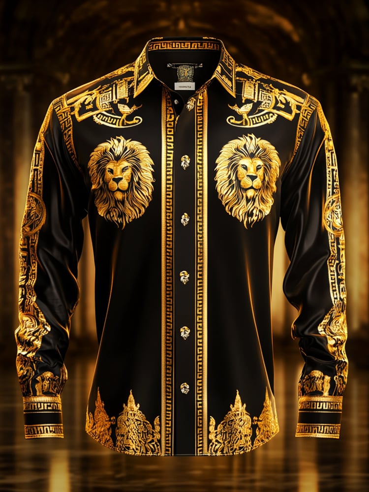 Camisa satén Luxe de manga larga con botones para hombre