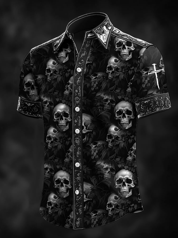 Camisa retro Baroque estampado Dark para hombre