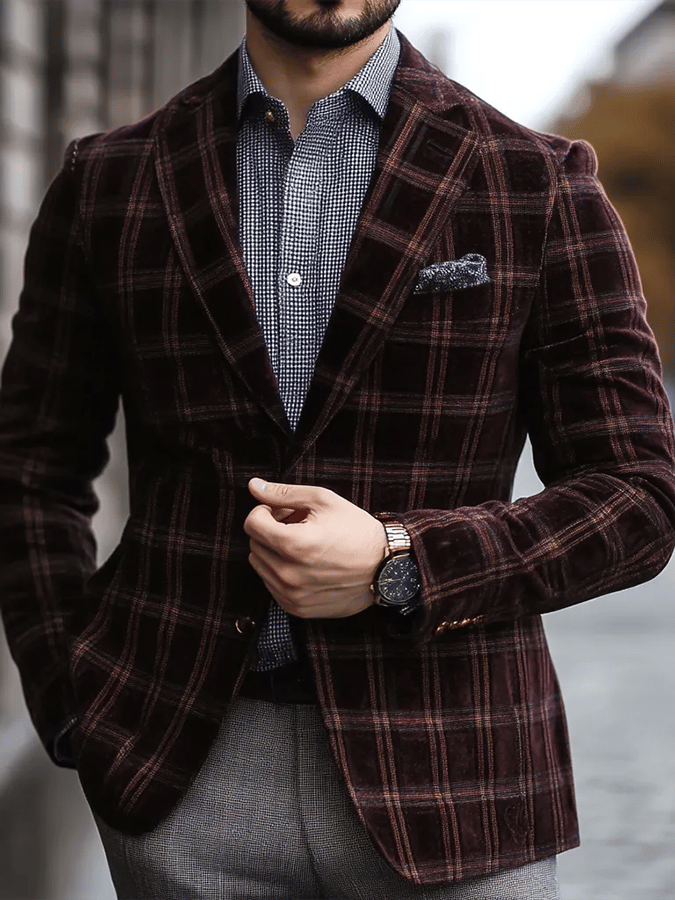 Saco ejecutivo de moda a cuadros Single Breasted para hombre
