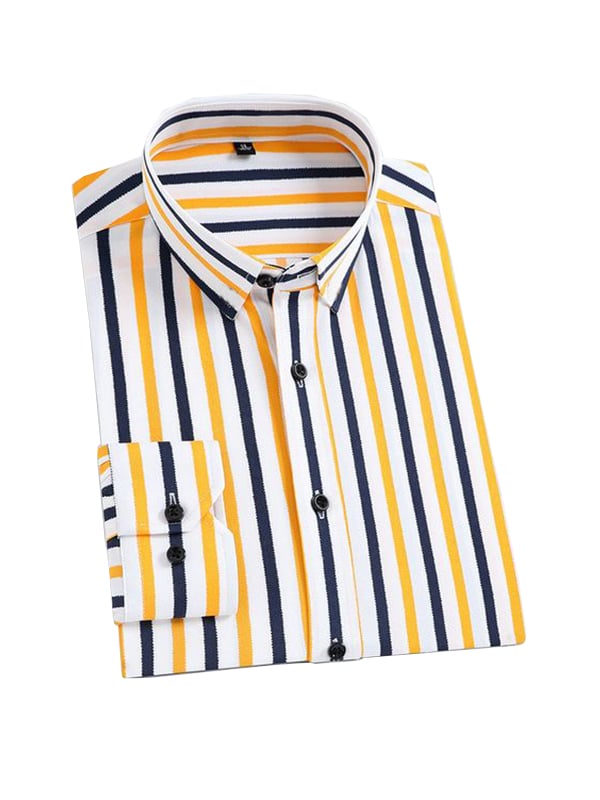 Camisa rayas estampado ejecutivo de manga larga para hombre
