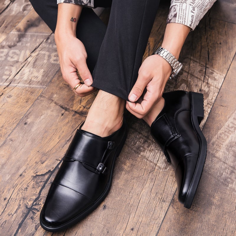 Zapatos ejecutivo casual British Double Buckle cuero