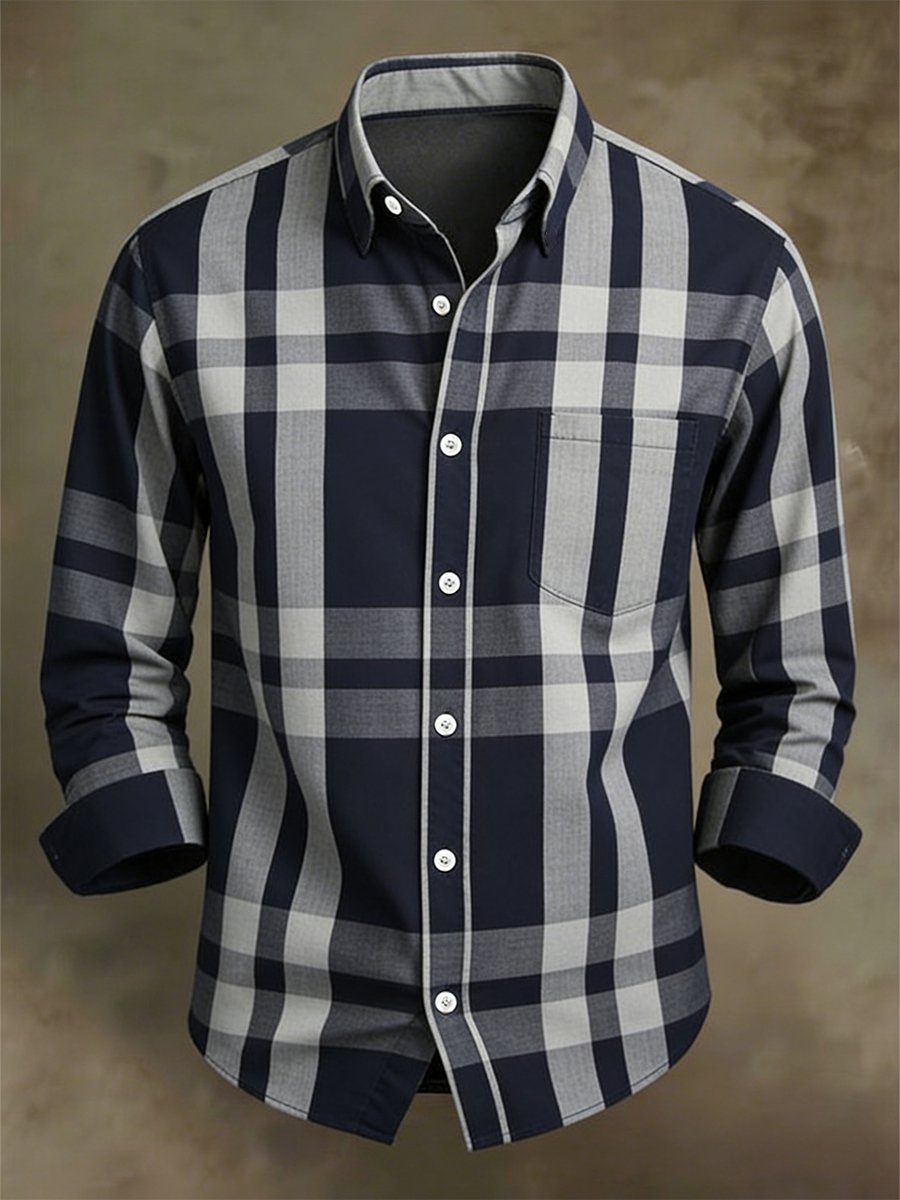 Camisa retro ejecutivo de manga larga para hombre