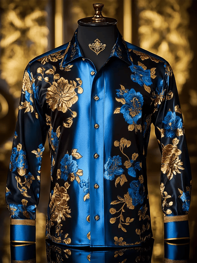 Camisa satén Luxe de manga larga con botones para hombre