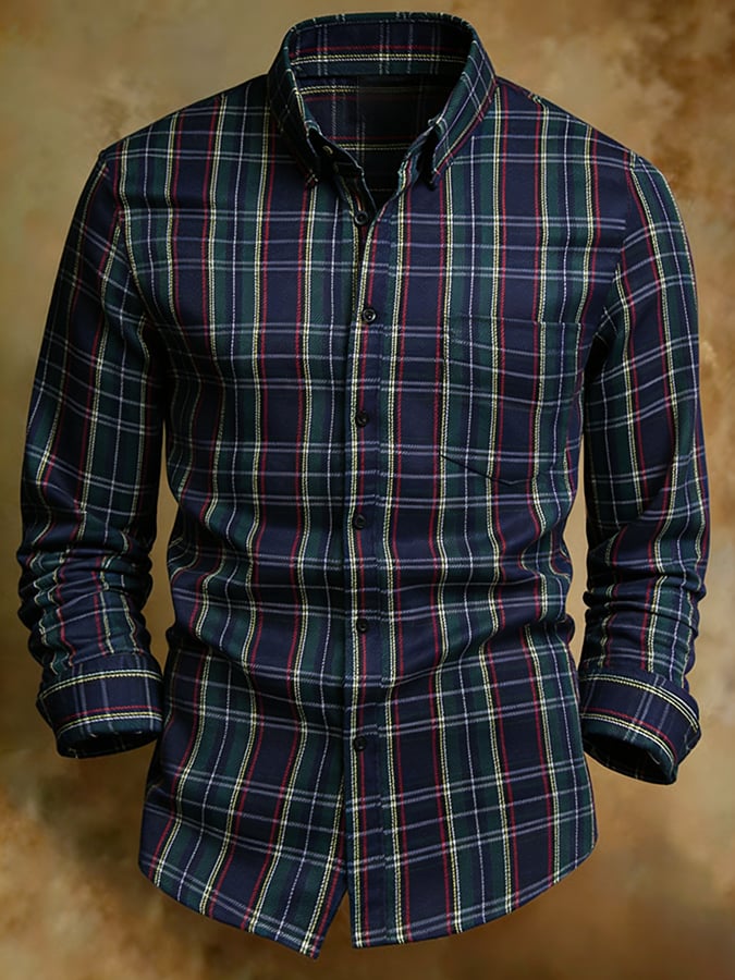 Camisa retro Abstract Art estampado Comfortable ejecutivo Style para hombre