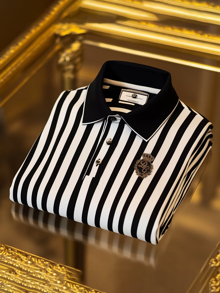 Camisa polo clásico ejecutivo Check Logo Button de manga corta para hombre