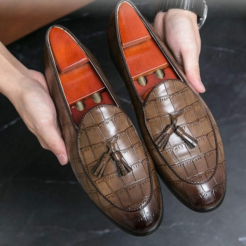 Mocasines casual Versatile Tassel Exotic Skin para hombre