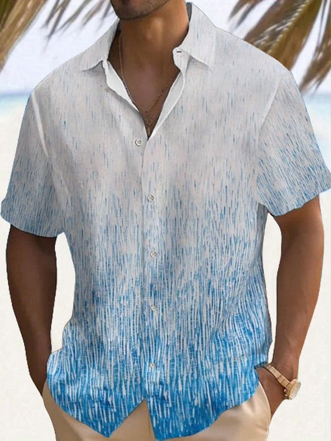 Camisa retro Vacation Style estampado casual para hombre