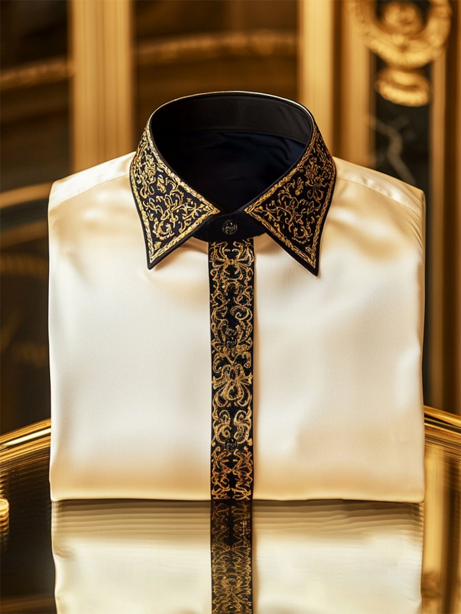 para hombre Satin de lujo ejecutivo de manga larga camisa