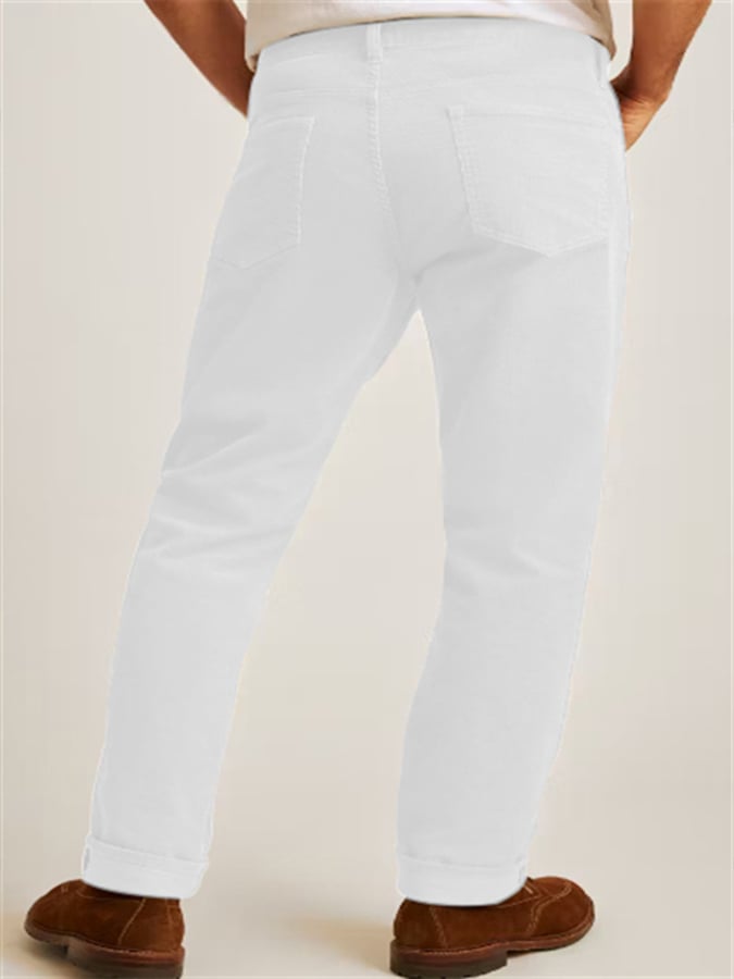 Casual de color sólido pana Straight Trousers para hombre