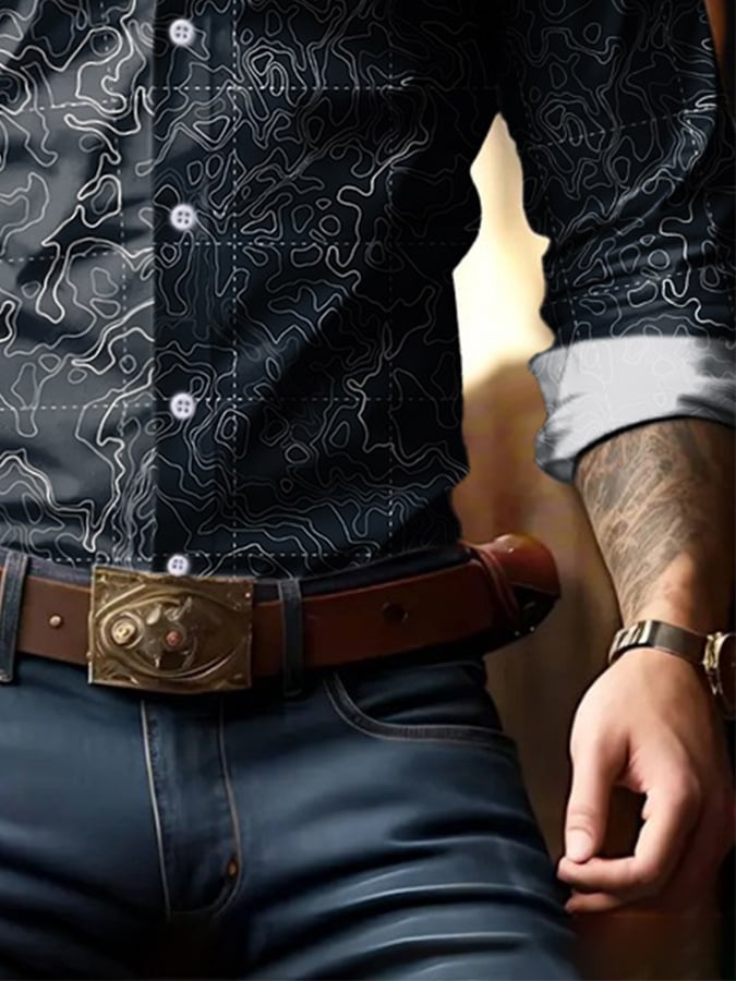 Camisa geométrico estampado ejecutivo para hombre