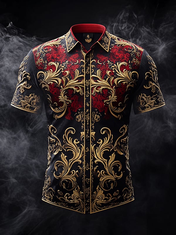 Camisa retro Gothic diseño de manga corta para hombre