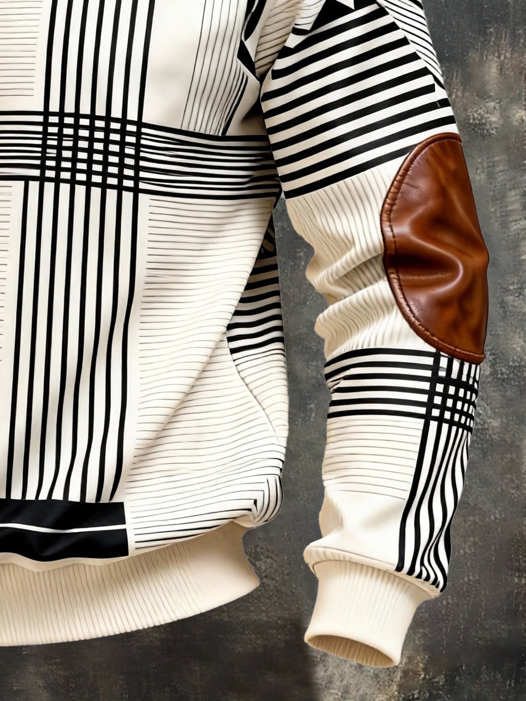 Sudadera vintage Color-Block estampado con cierre con gorrasucha para hombre