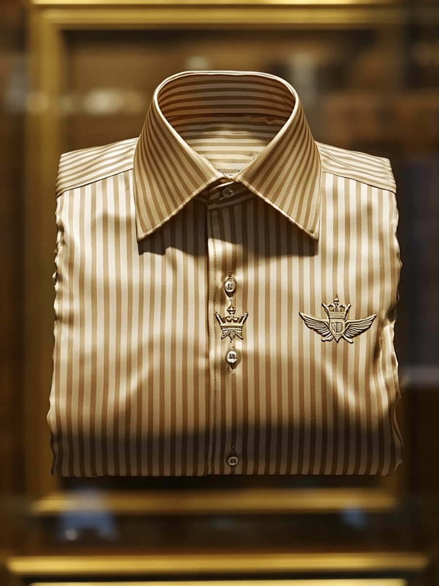 Camisa seda rayas de lujo ejecutivo de manga larga para hombre