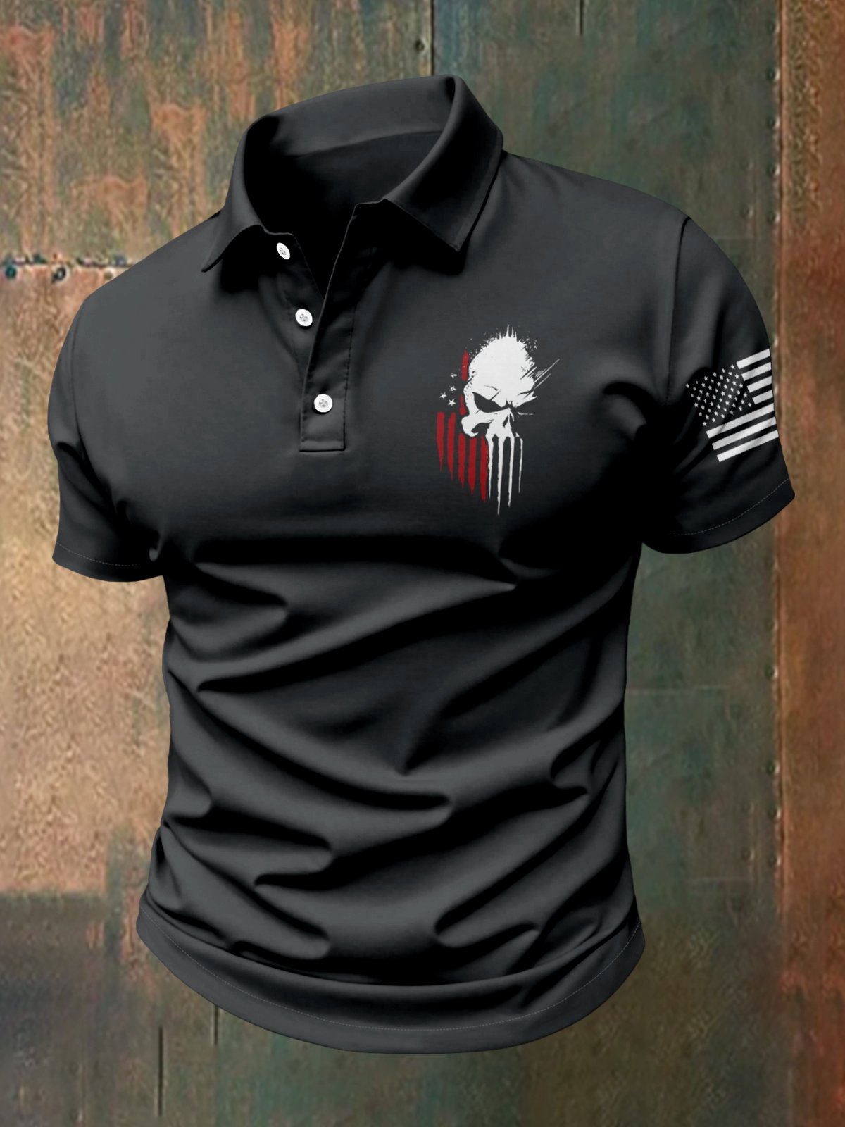 Camisa polo para exterior Independence Day American Flag Button de manga corta para hombre