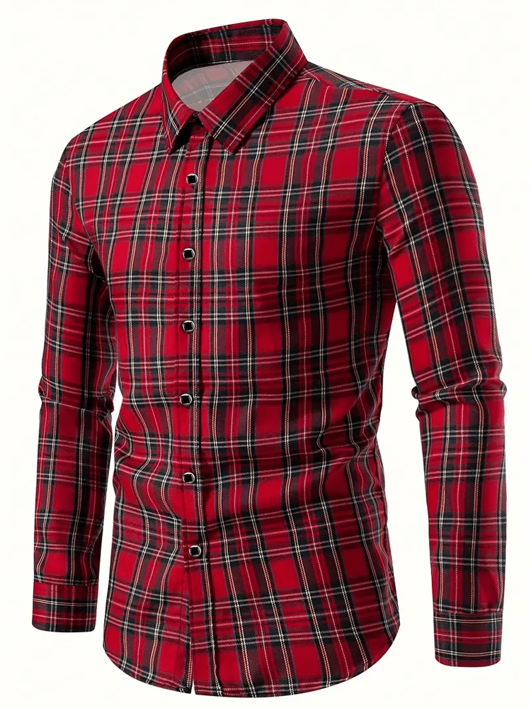 Camisa a cuadros ejecutivo de manga larga para hombre