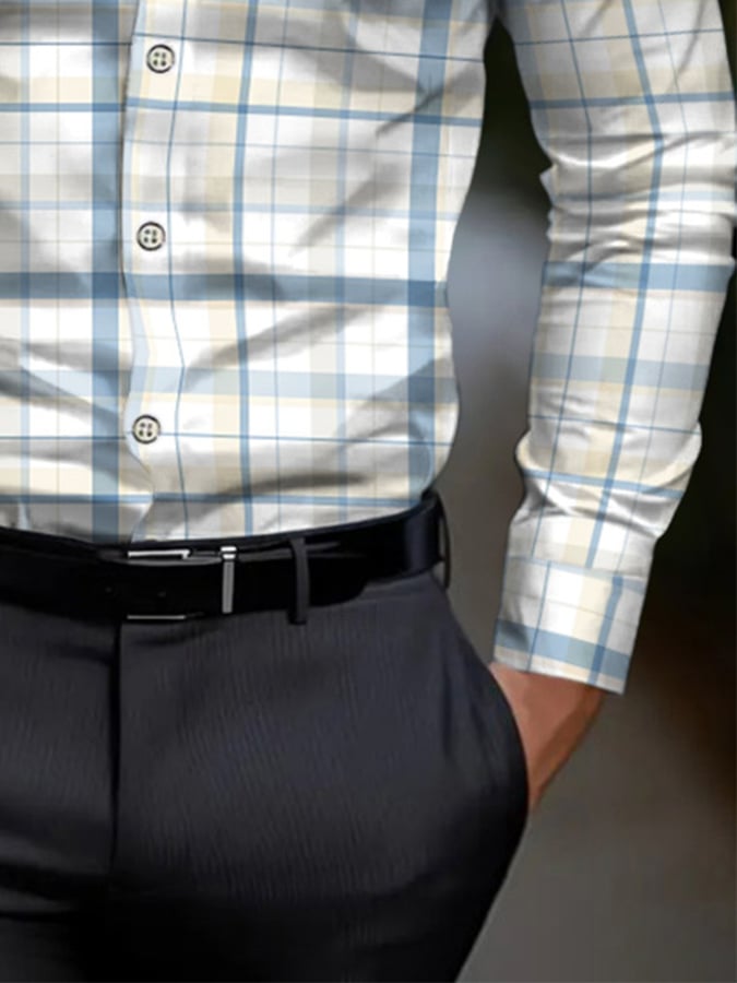 Camisa Check diseño estampado ejecutivo para hombre