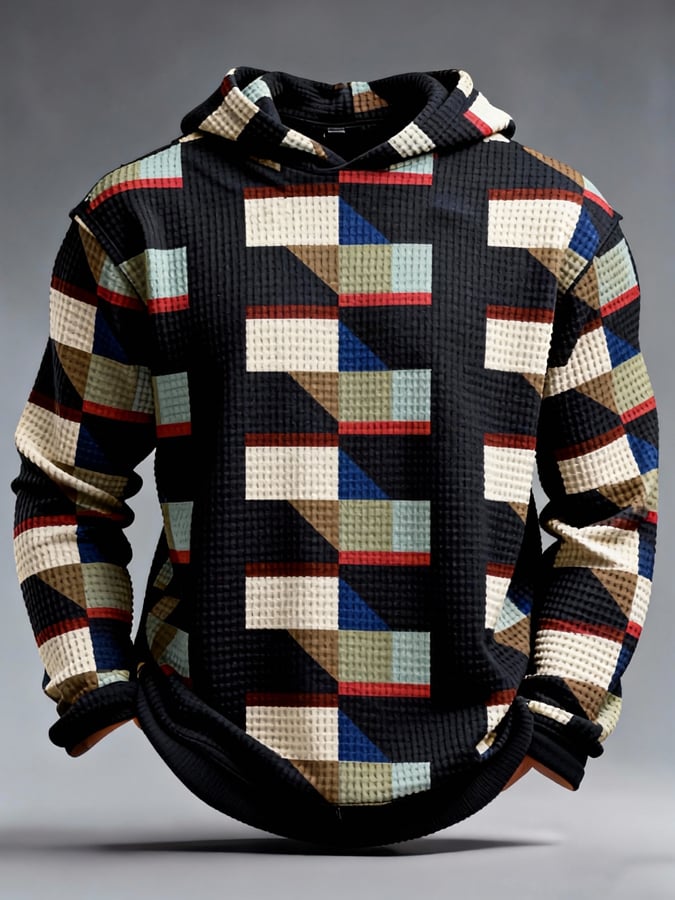 Sudadera retro en bloques de color estampado para hombre