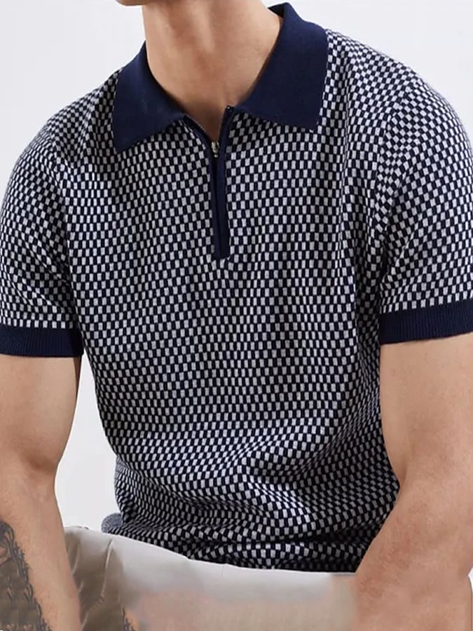 Camisa polo Simple a cuadros casual para hombre
