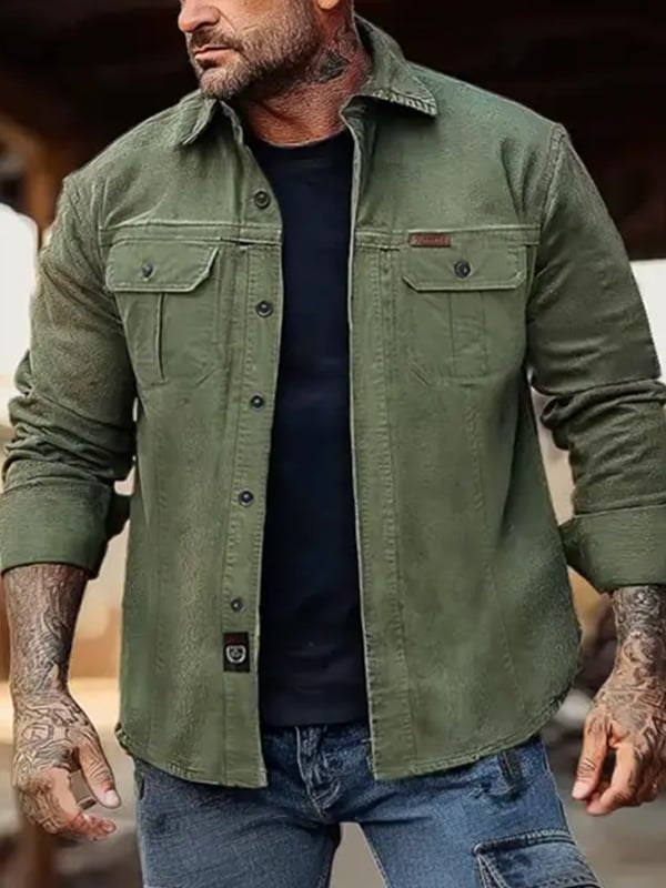 Chaqueta vintage para exterior Multi-bolsillo para hombre