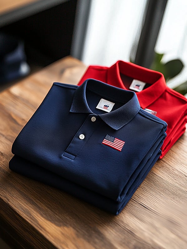 Camisa polo clásico ejecutivo Flag Independence Day de manga corta para hombre