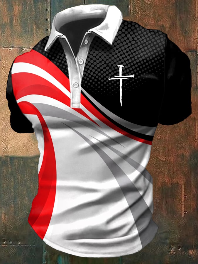 Camisa polo Faith-estampado casual para hombre