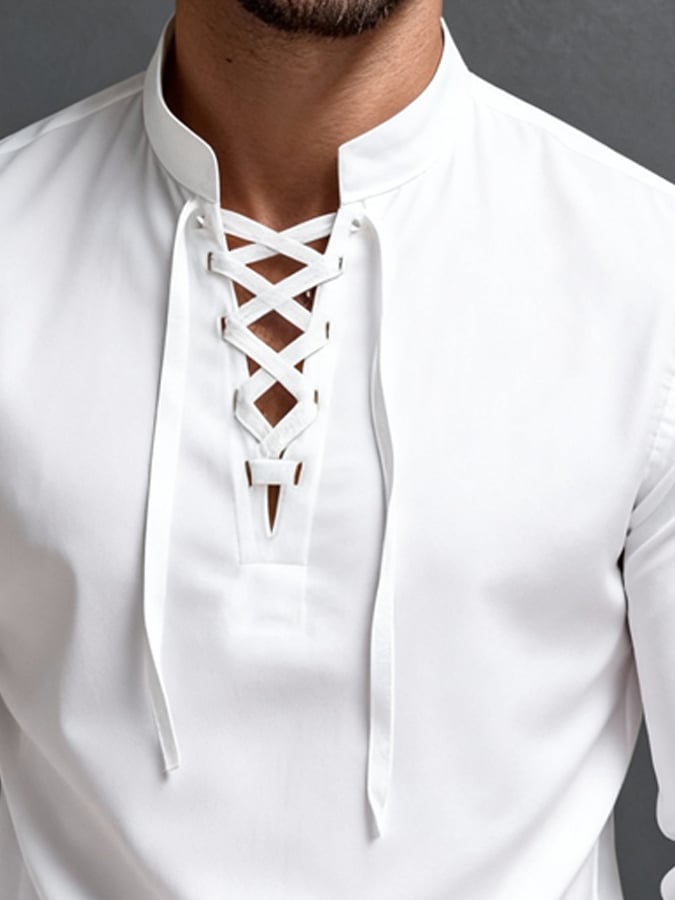 Camiseta casual Basic de manga larga With cuello para hombre