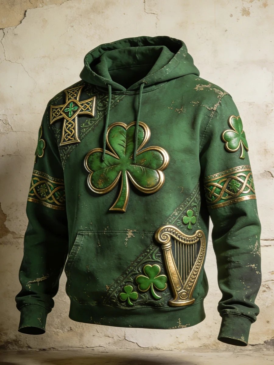 Sudadera casual retro St. Patrick's Day para hombre