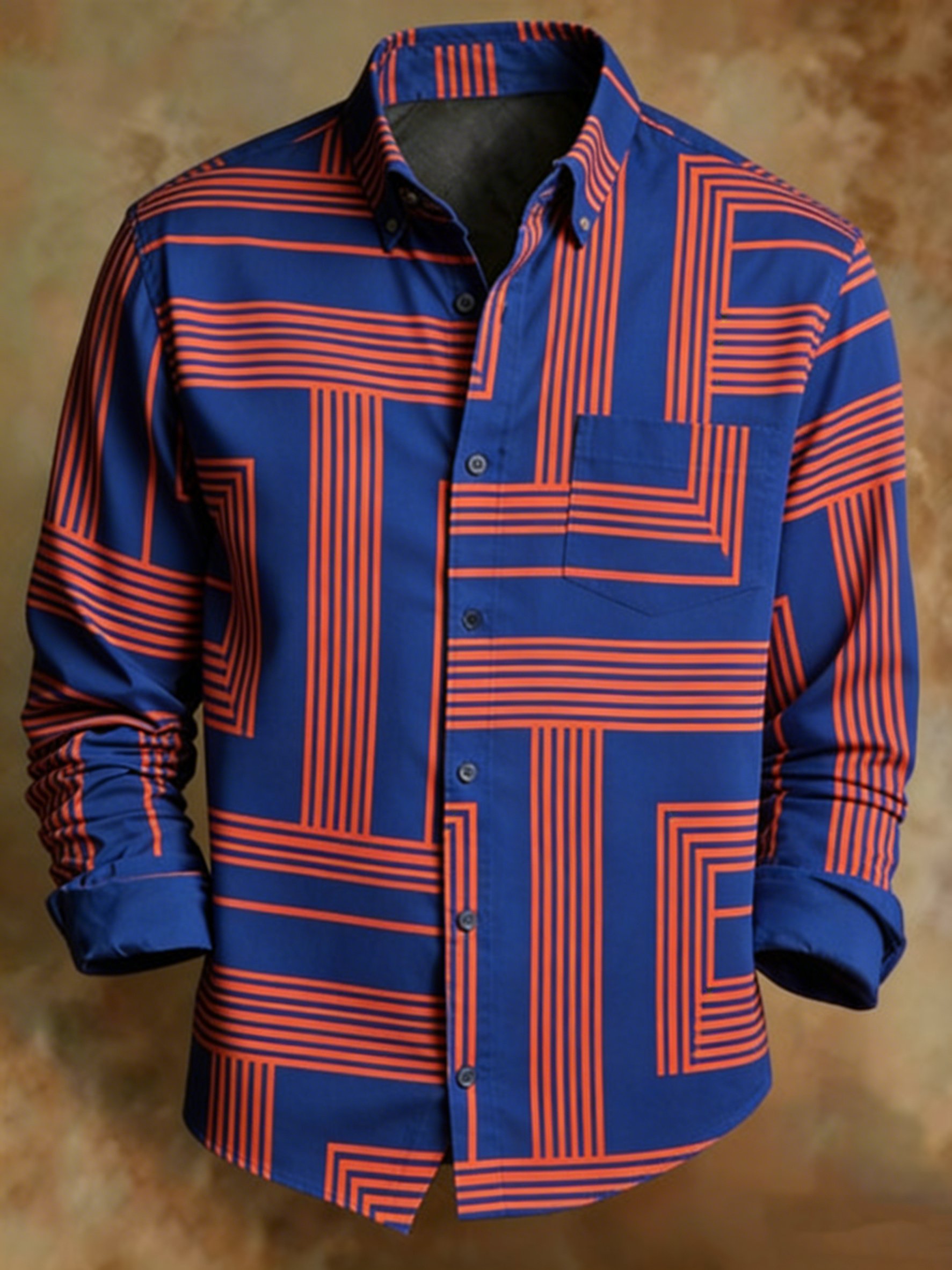 Camisa retro Abstract Geometric para hombre