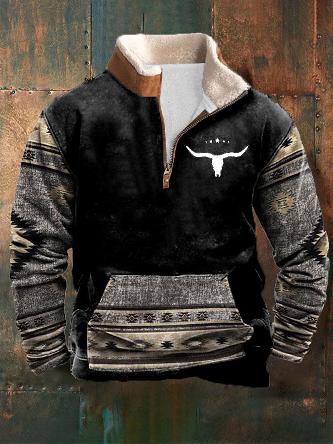 Sudadera retro western style estampado casual para hombre