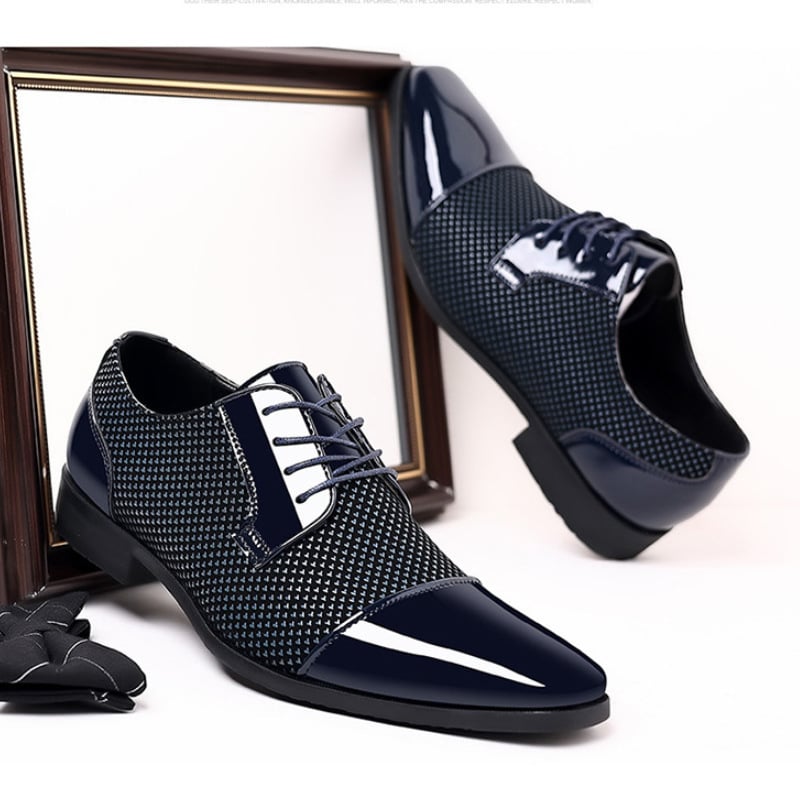 para hombre Versatile Toe Toe Glossy ejecutivo casual Leather zapatos