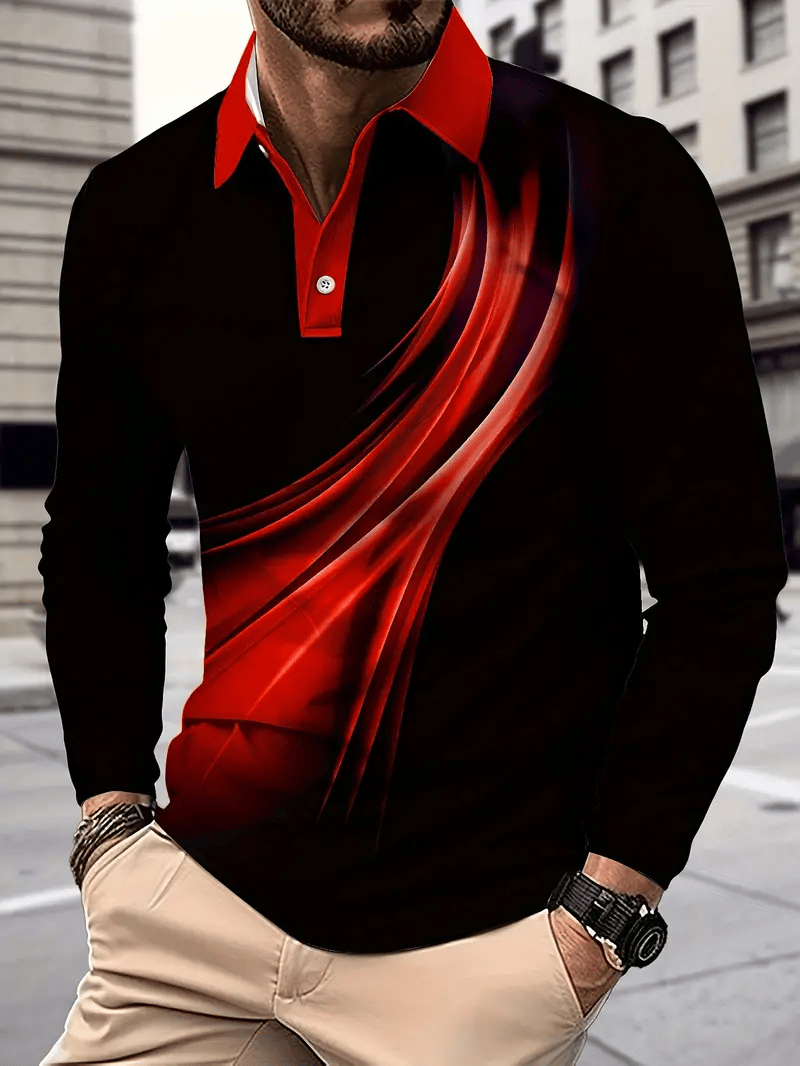 Camisa polo ejecutivo clásico rayas estampado Button para hombre