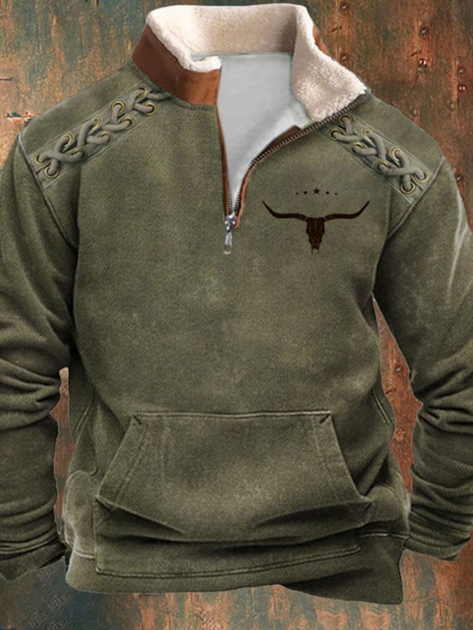 Sudadera casual cierre Stand cuello de manga larga estampado